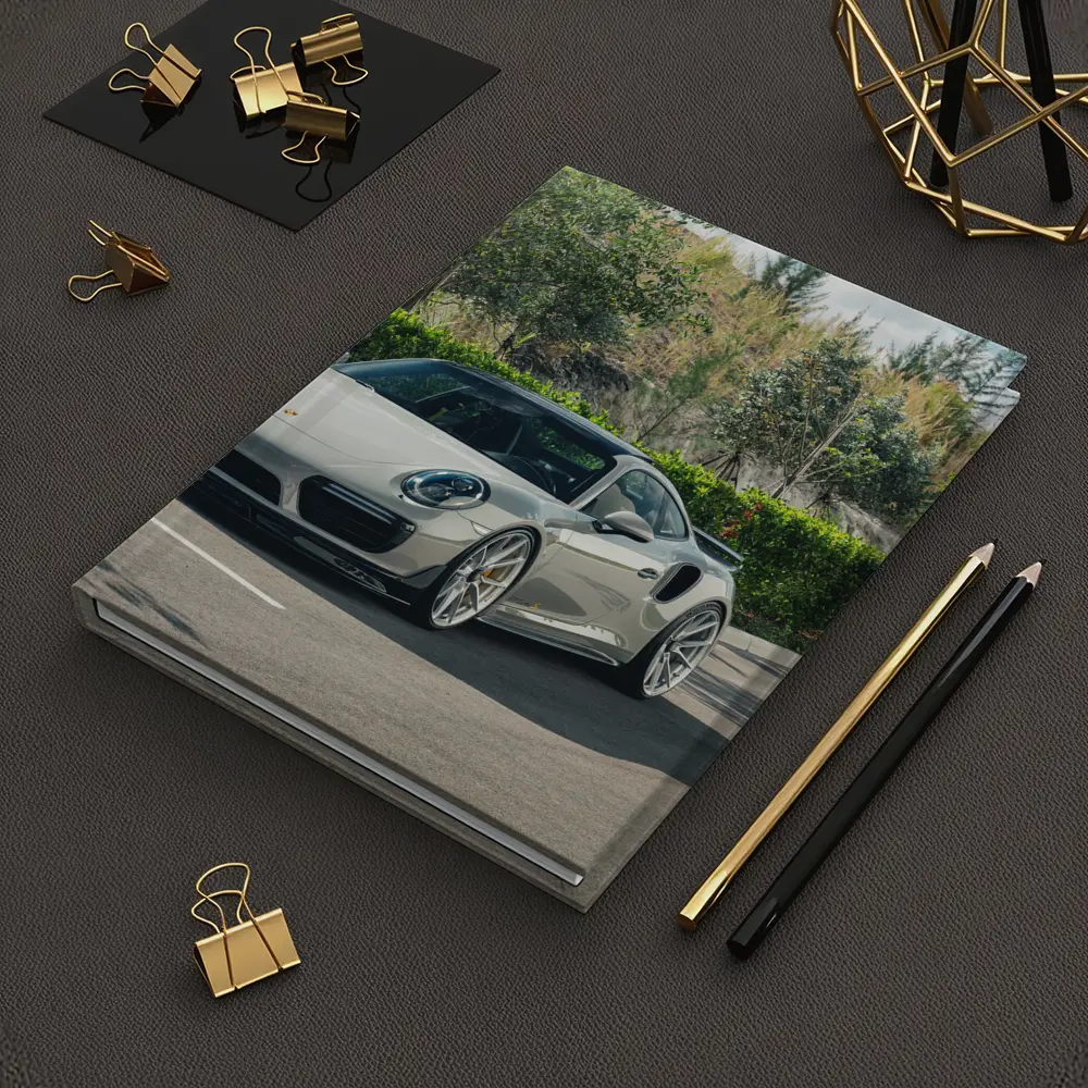 Porsche 911 Turbo Silver Parked Outdoors – Notebooks