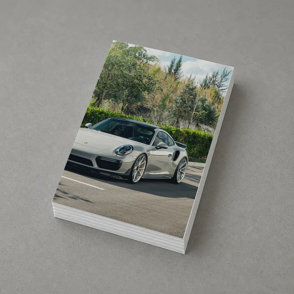 Porsche 911 Turbo Silver Parked Outdoors – Postcards