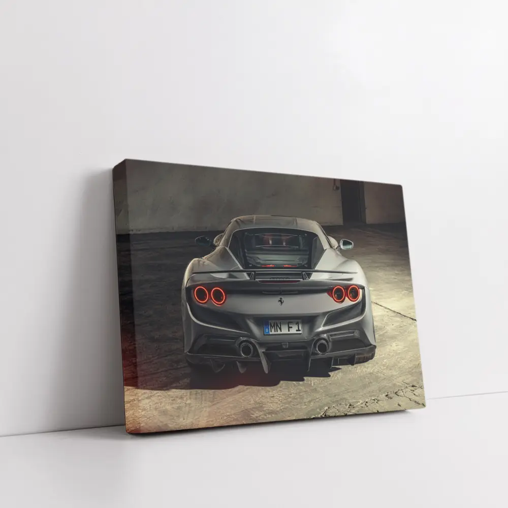 Ferrari F8 Rear View Gray Garage – Wall Art