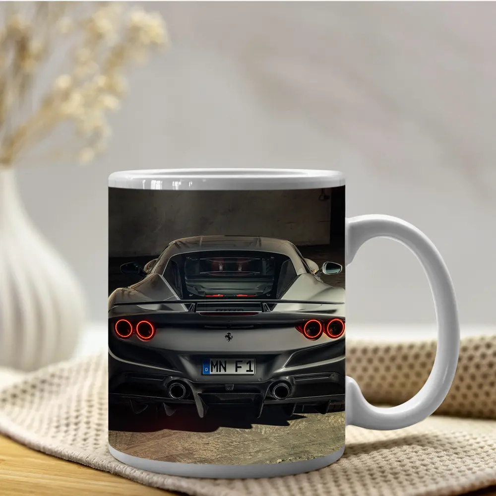 Ferrari F8 Rear View Gray Garage – Mugs