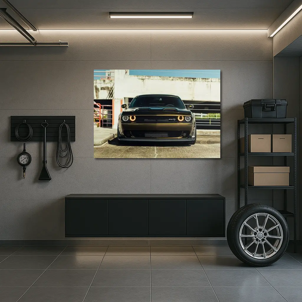 Dodge Challenger SRT Hellcat Urban Parking Lot – Wall Art