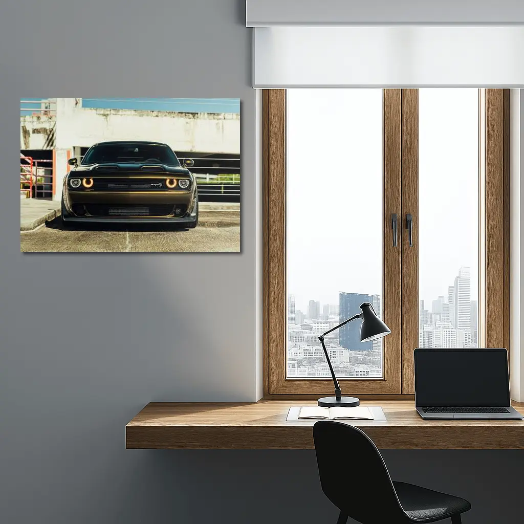 Dodge Challenger SRT Hellcat Urban Parking Lot – Wall Art