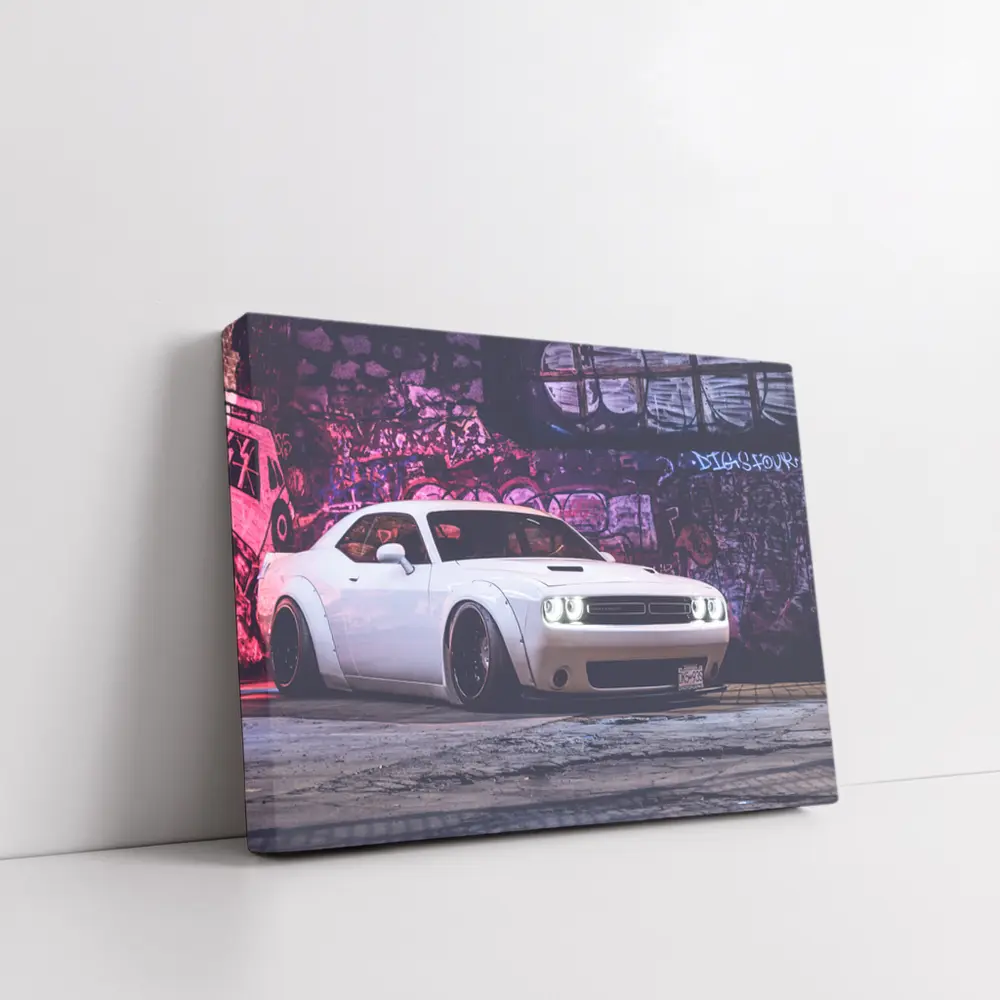 Dodge Challenger Wide Body Graffiti Wall Night – Wall Art