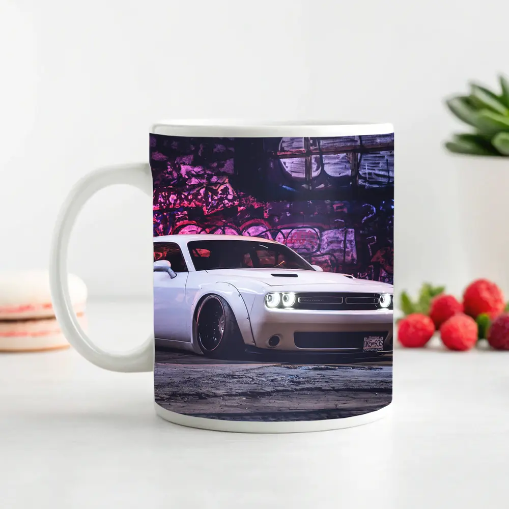 Dodge Challenger Wide Body Graffiti Wall Night – Mugs
