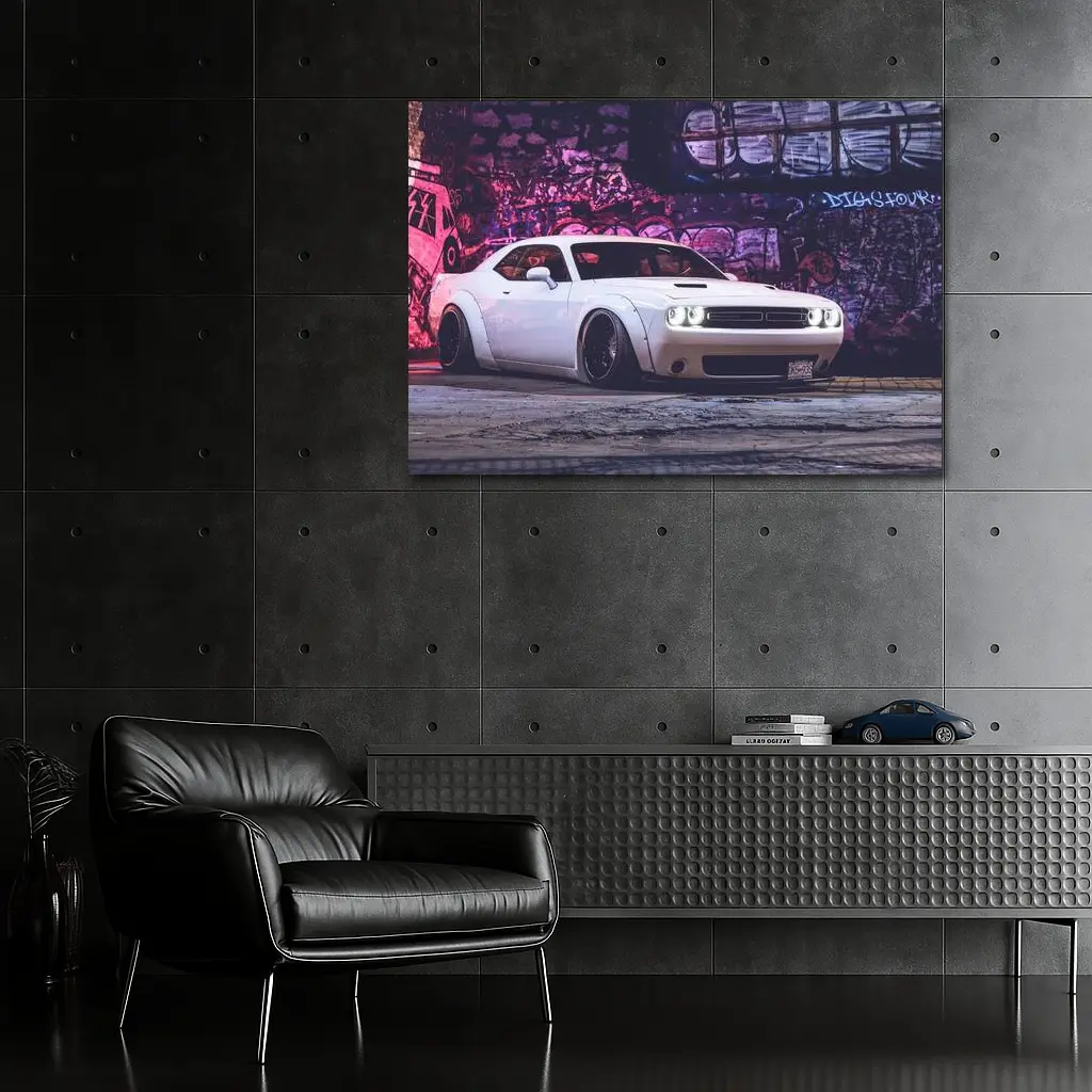Dodge Challenger Wide Body Graffiti Wall Night – Wall Art