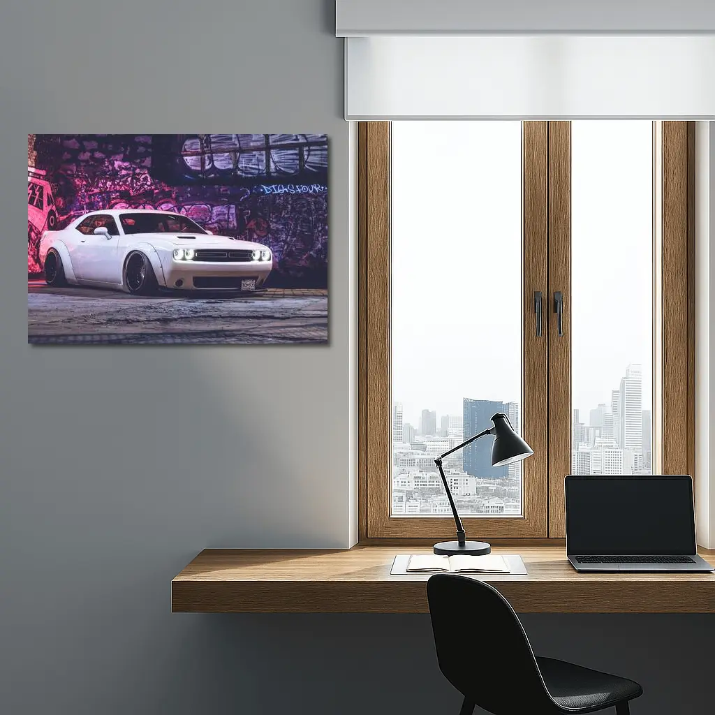 Dodge Challenger Wide Body Graffiti Wall Night – Wall Art
