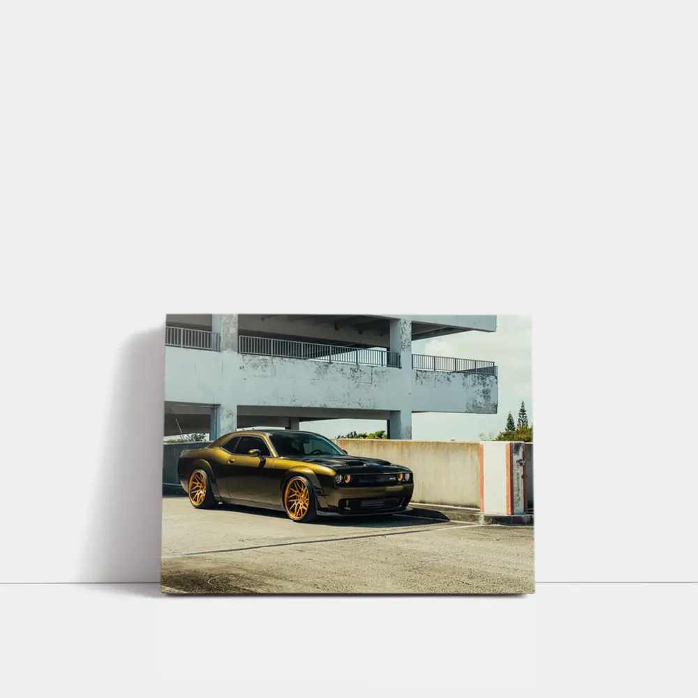 Dodge Challenger Hellcat Gold Wheels Urban – Wall Art