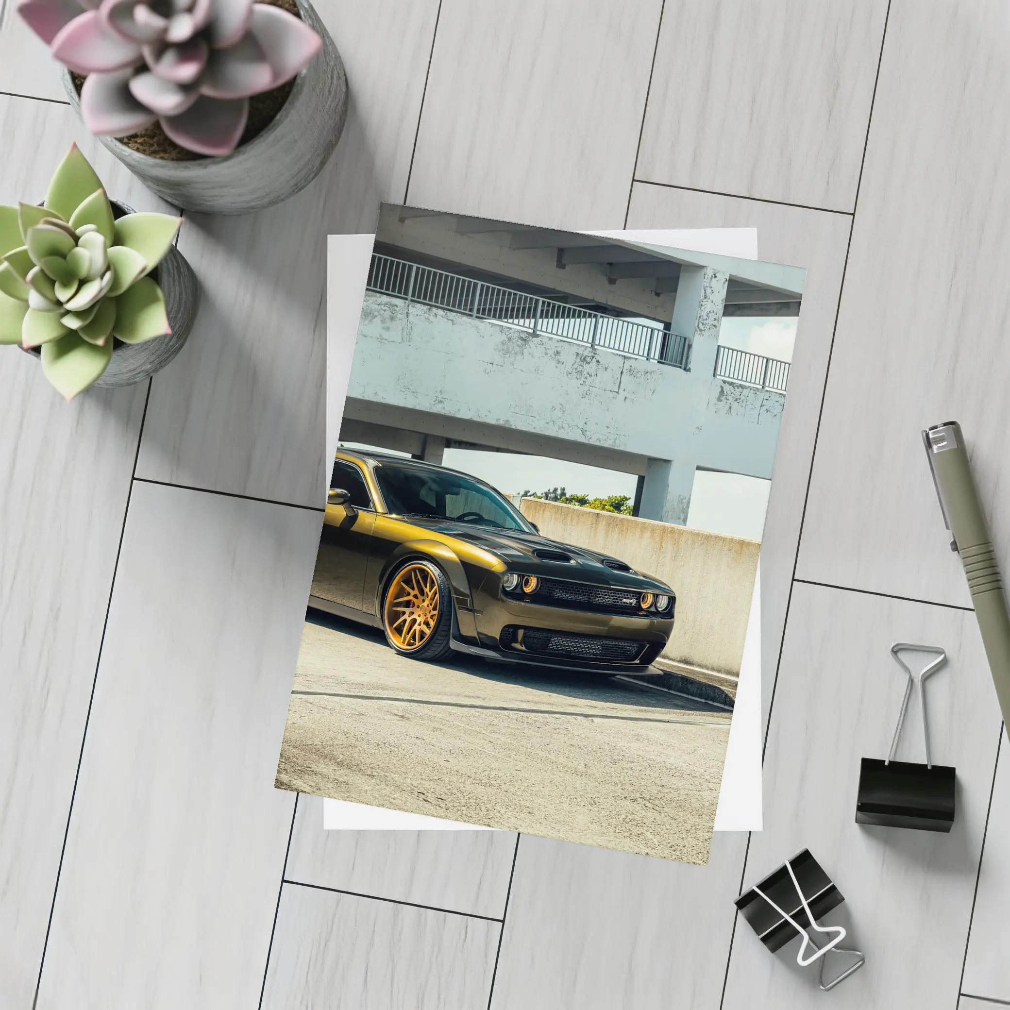 Dodge Challenger Hellcat Gold Wheels Urban – Postcards