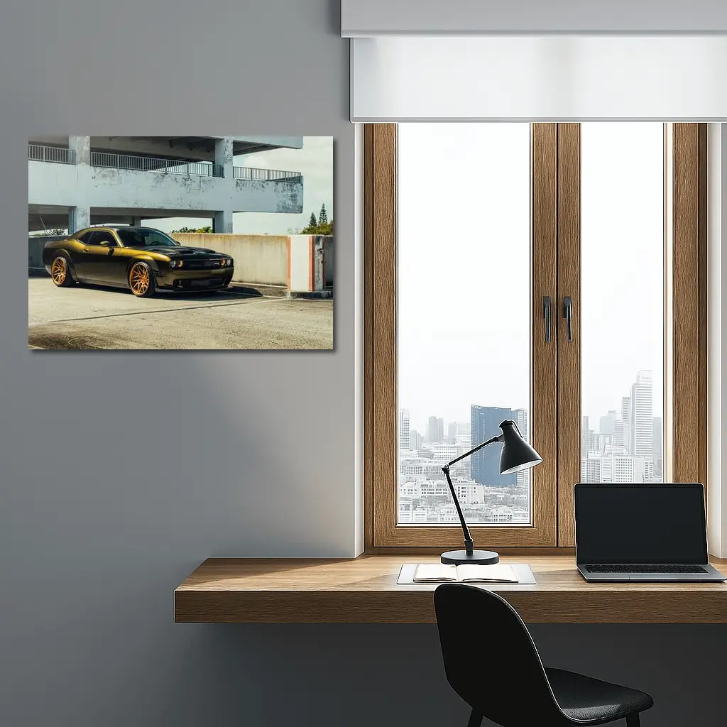 Dodge Challenger Hellcat Gold Wheels Urban – Wall Art