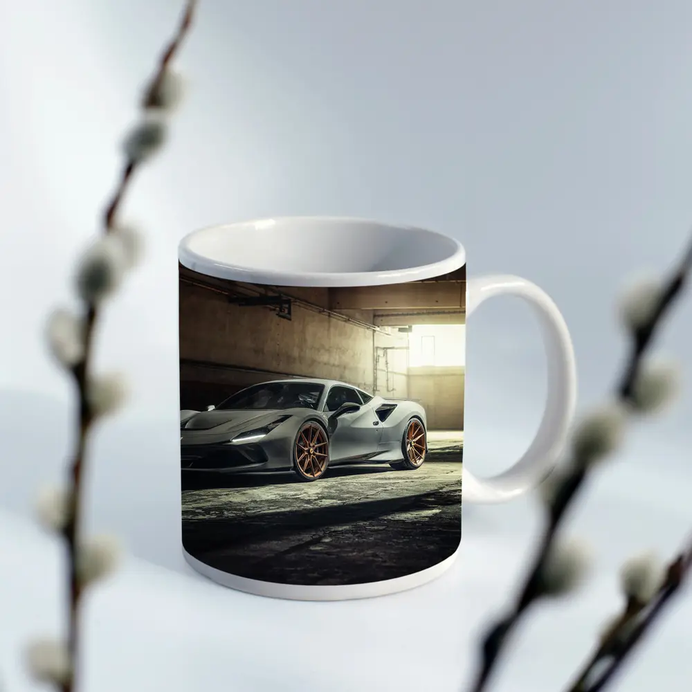 Ferrari F8 Gray Supercar Parking Garage – Mugs