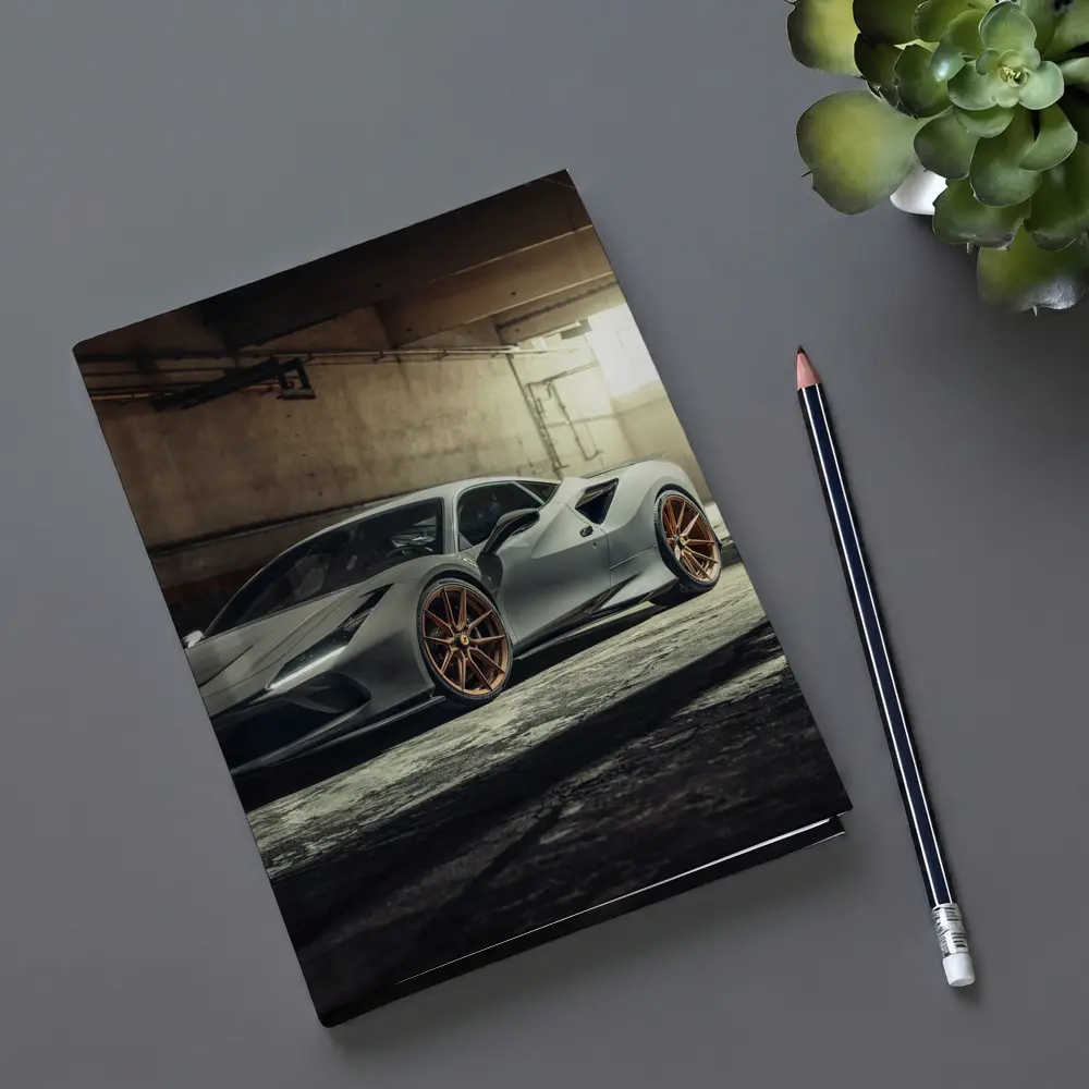Ferrari F8 Gray Supercar Parking Garage – Notebooks