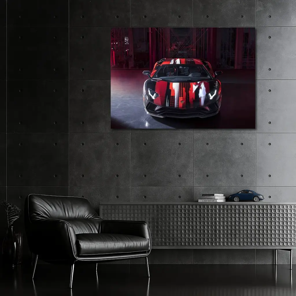 Lamborghini Aventador Black Red Art Car – Wall Art