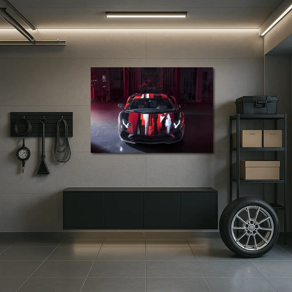 Lamborghini Aventador Black Red Art Car – Wall Art