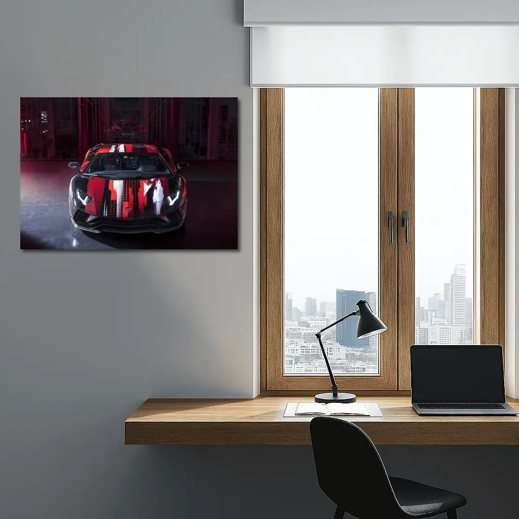 Lamborghini Aventador Black Red Art Car – Wall Art
