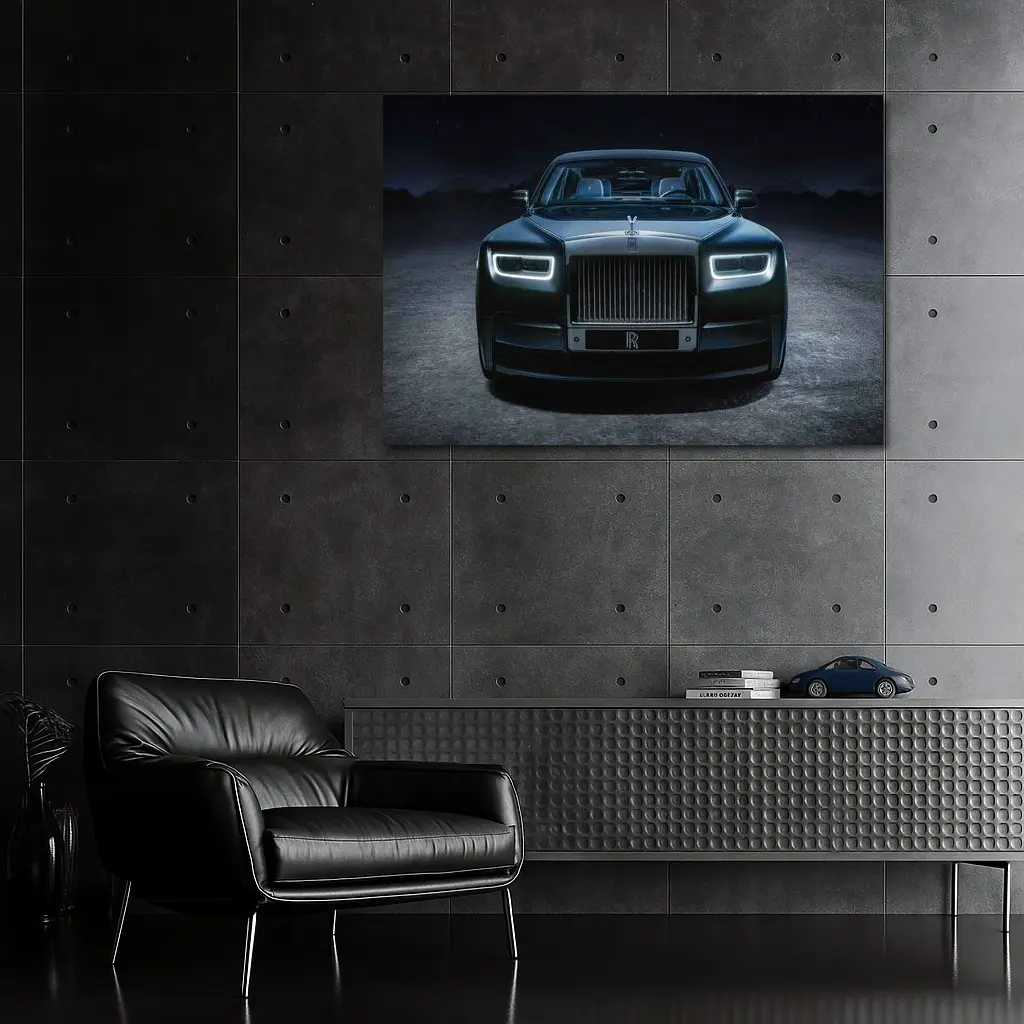Rolls Royce Phantom Front View Night Sky – Wall Art