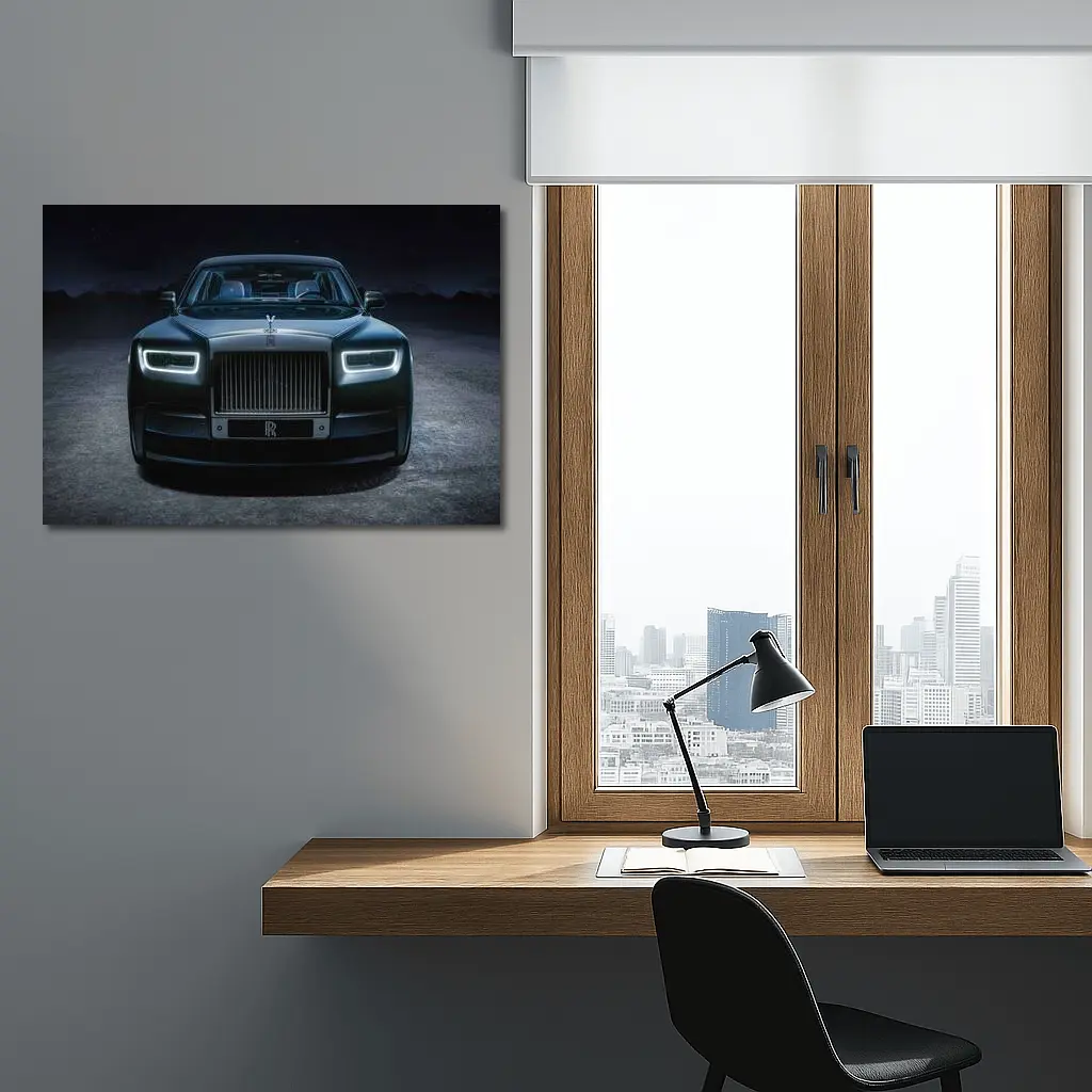 Rolls Royce Phantom Front View Night Sky – Wall Art