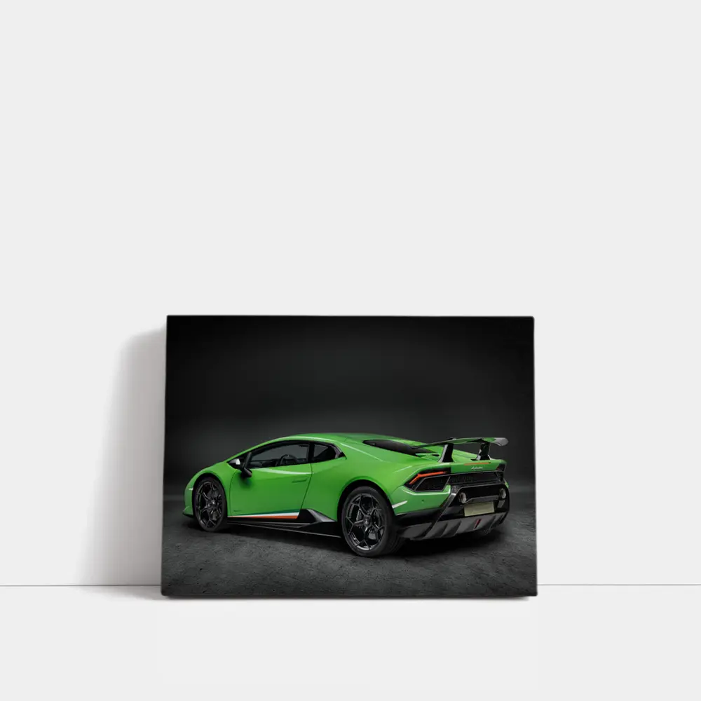 Lamborghini Huracan Green Supercar Dark Background – Wall Art