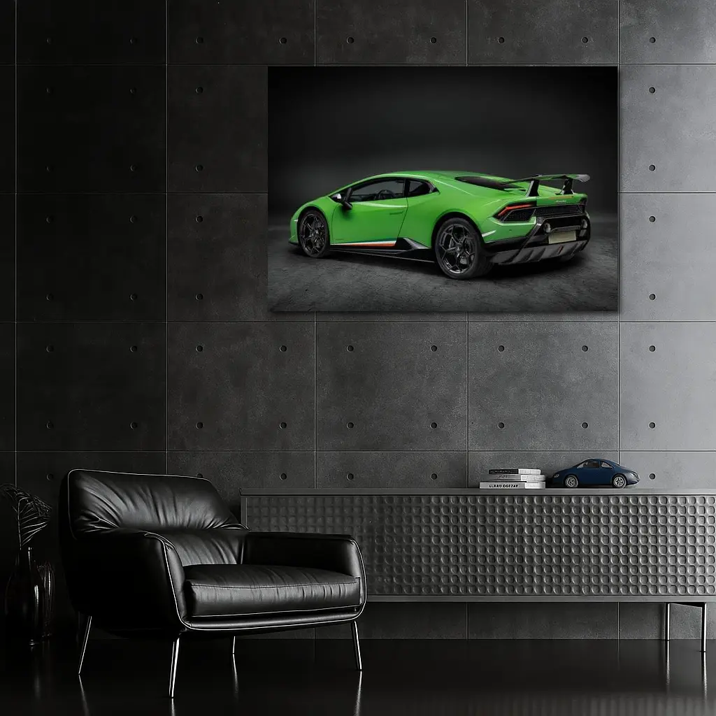 Lamborghini Huracan Green Supercar Dark Background – Wall Art