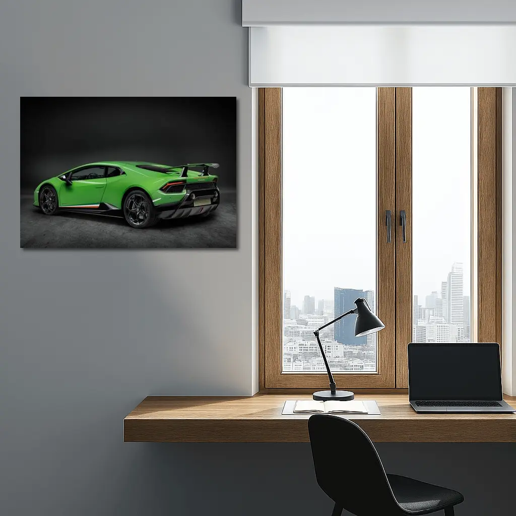 Lamborghini Huracan Green Supercar Dark Background – Wall Art