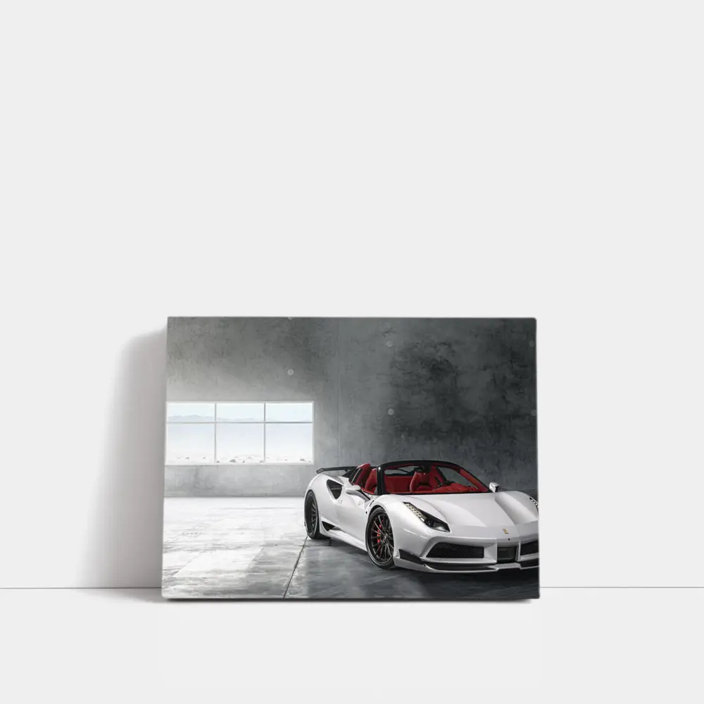Ferrari 488 Spider White Concrete Garage – Wall Art