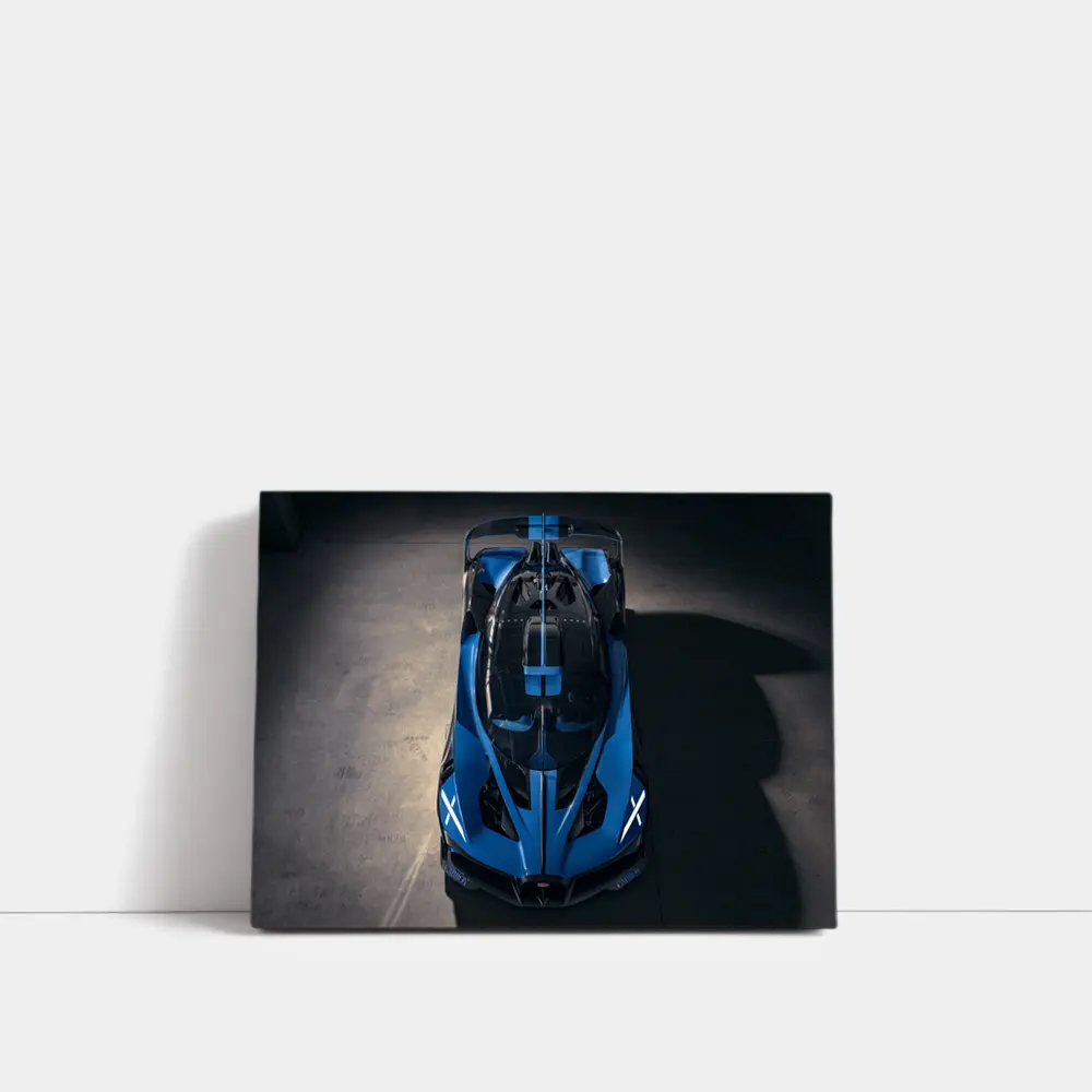 Bugatti Bolide Blue Hypercar Overhead View – Wall Art