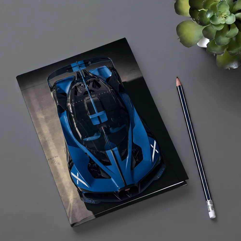 Bugatti Bolide Blue Hypercar Overhead View – Notebooks