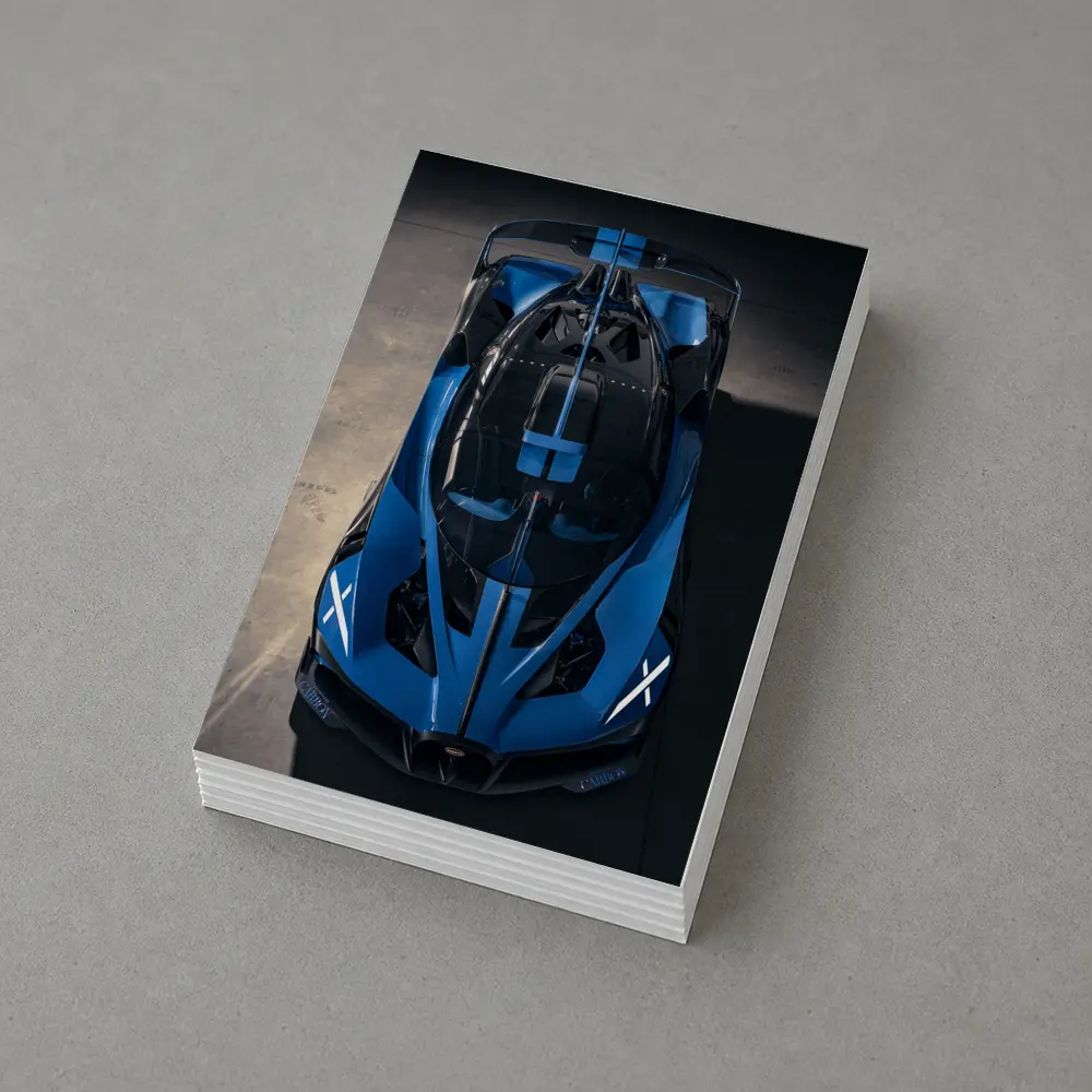 Bugatti Bolide Blue Hypercar Overhead View – Postcards