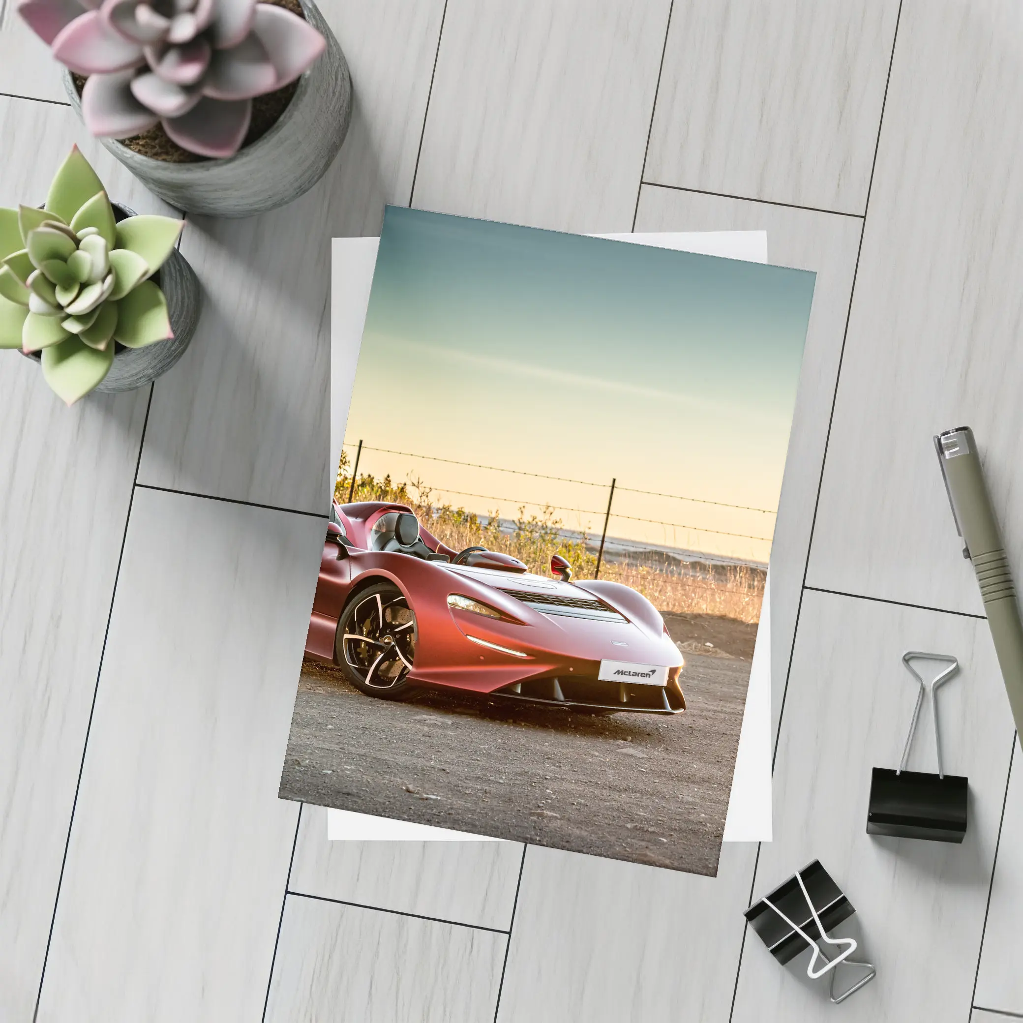 McLaren Elva Red Supercar Golden Hour – Postcards
