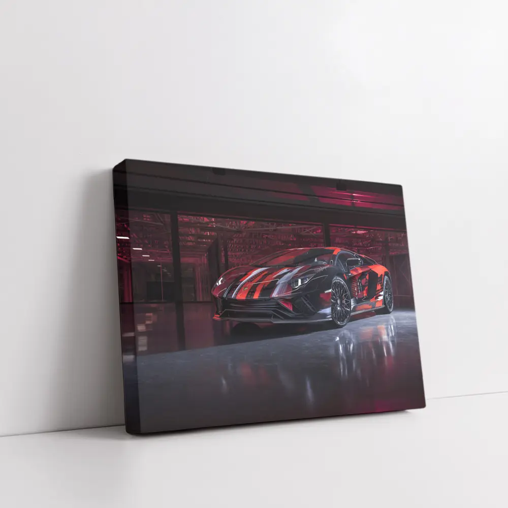 Lamborghini Aventador Red Black Wrap Garage – Wall Art