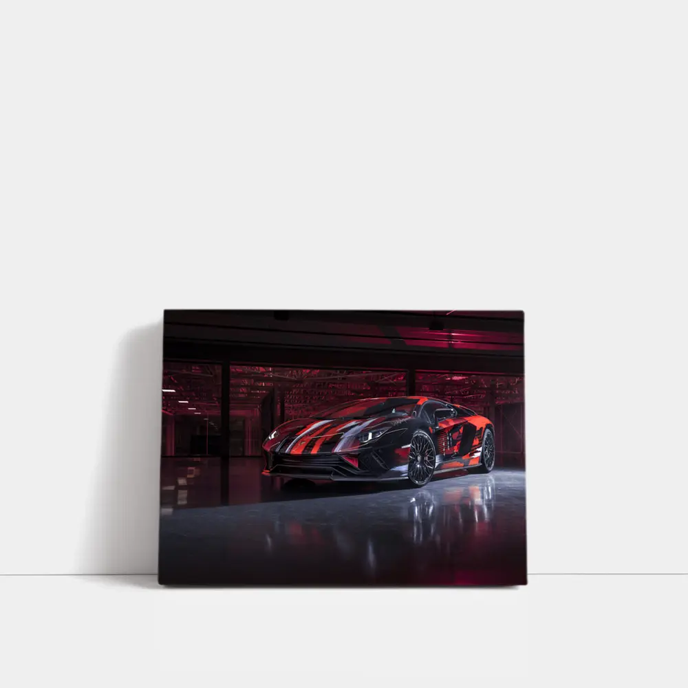 Lamborghini Aventador Red Black Wrap Garage – Wall Art