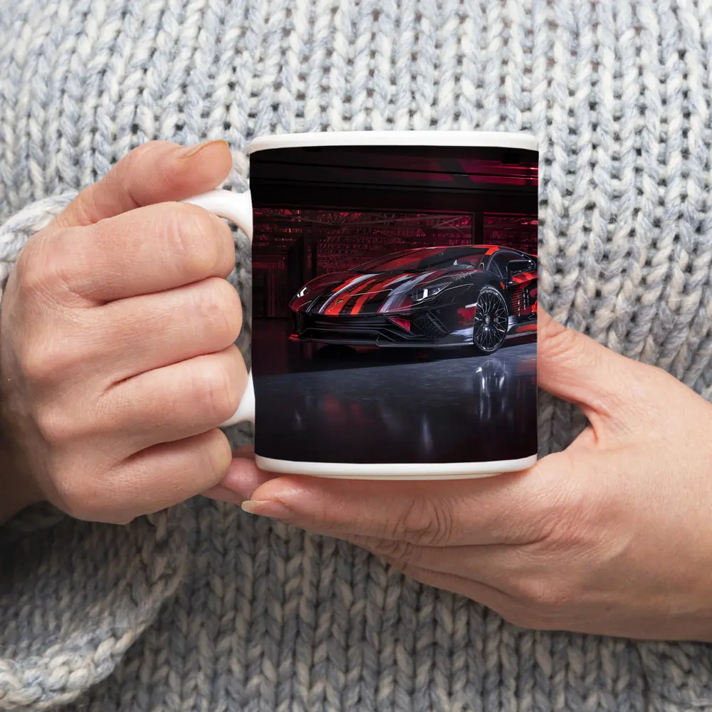 Lamborghini Aventador Red Black Wrap Garage – Mugs
