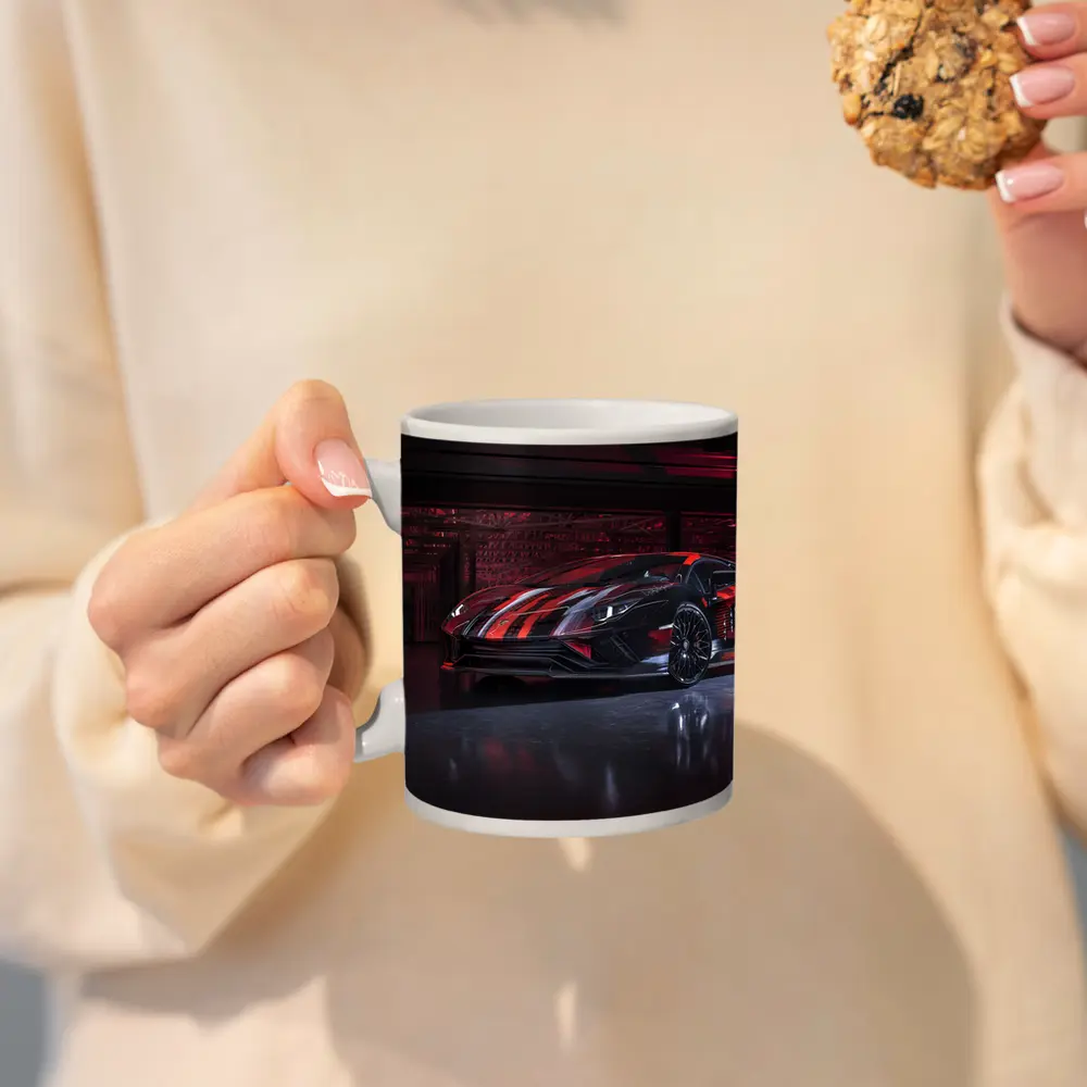 Lamborghini Aventador Red Black Wrap Garage – Mugs