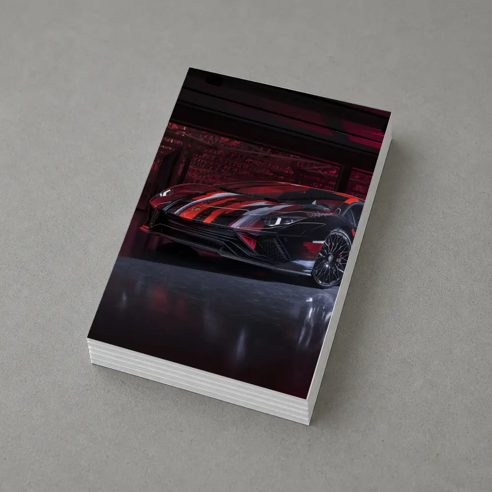 Lamborghini Aventador Red Black Wrap Garage – Postcards