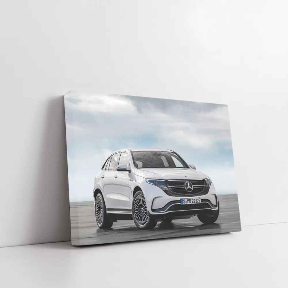Mercedes EQC White Electric SUV Cloudy Sky – Wall Art