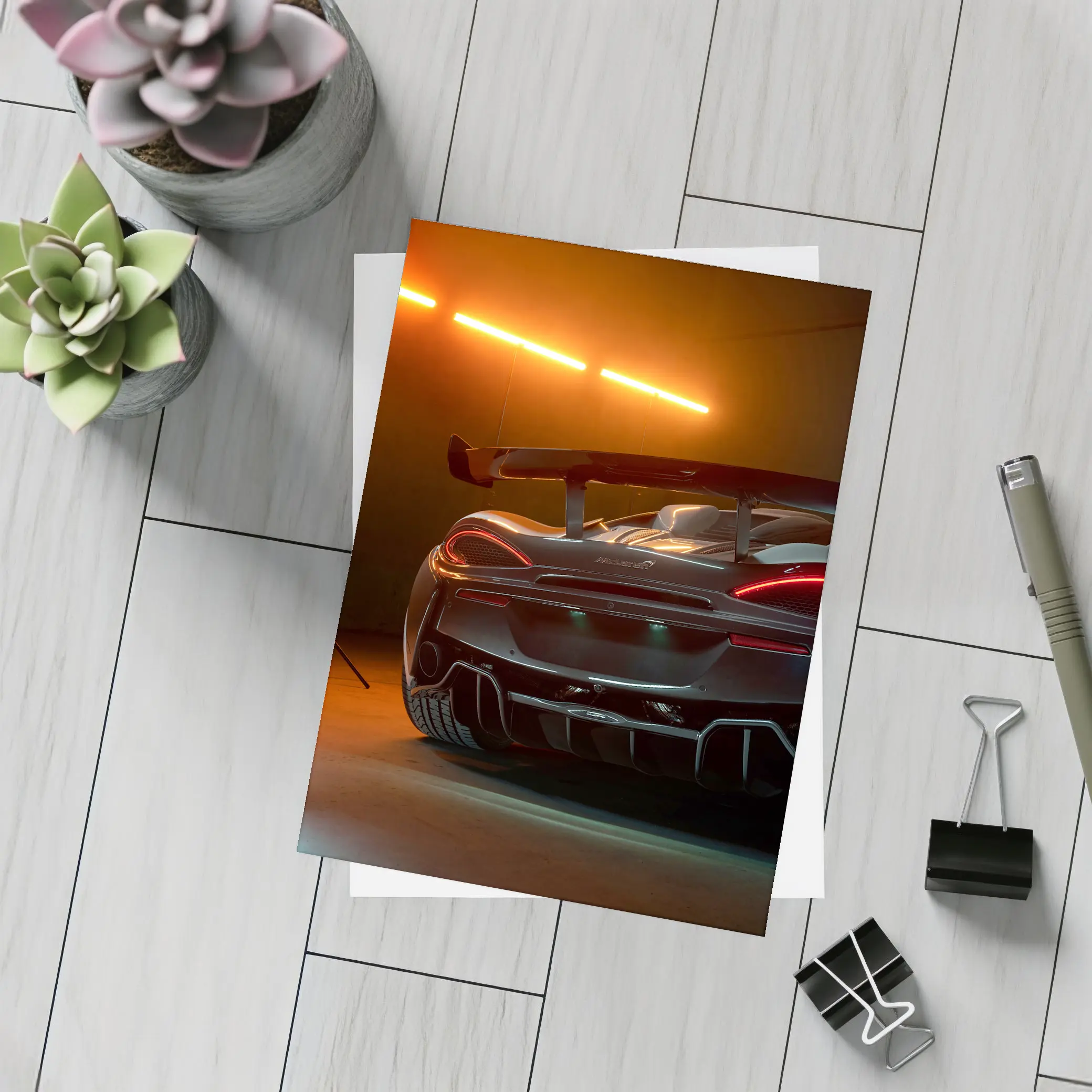 McLaren Senna Rear View Orange Studio – Postcards