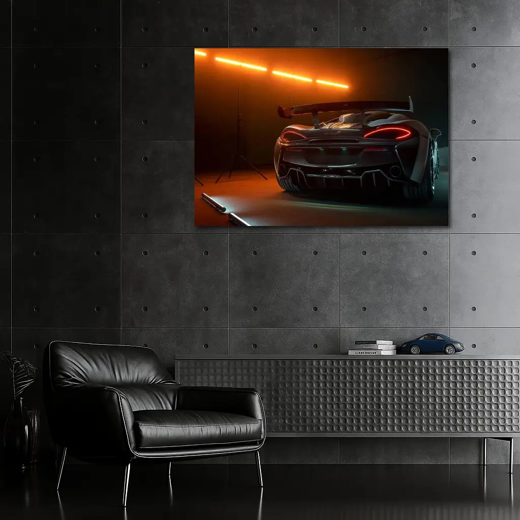 McLaren Senna Rear View Orange Studio – Wall Art