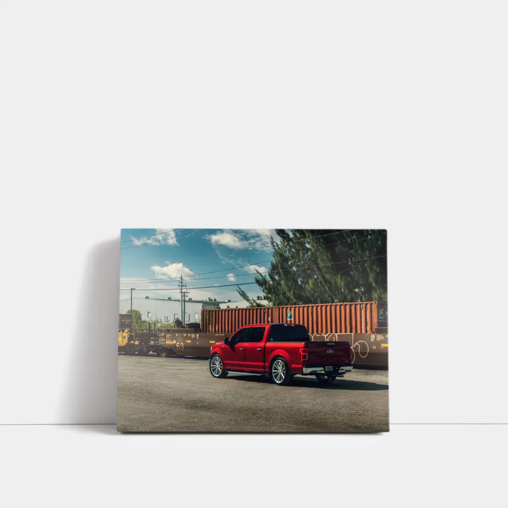 Ford F-Series Red Truck Industrial Yard – Wall Art