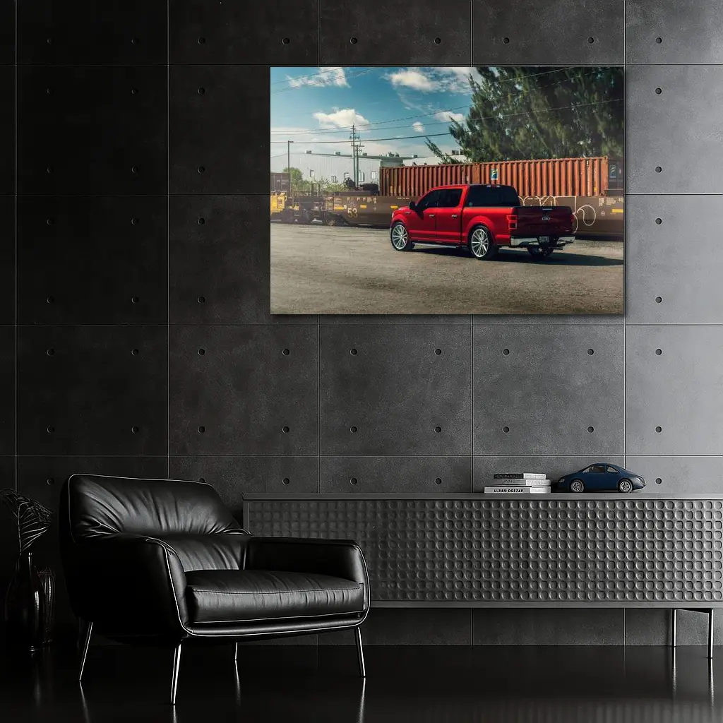 Ford F-Series Red Truck Industrial Yard – Wall Art