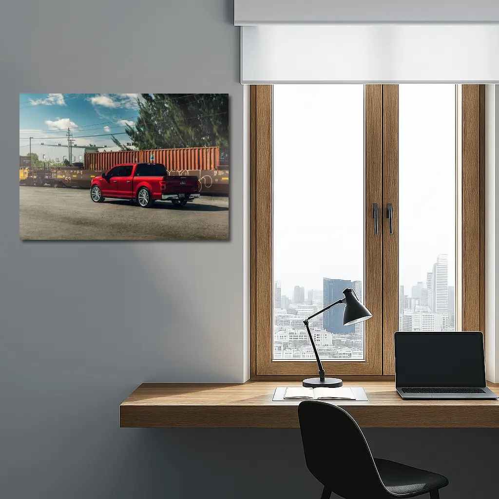 Ford F-Series Red Truck Industrial Yard – Wall Art