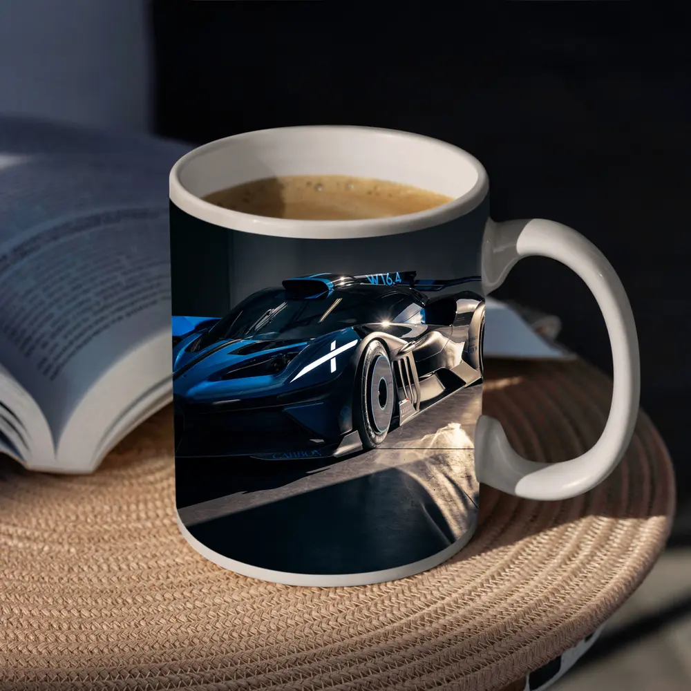 Bugatti Bolide Dark Blue Garage Shot – Mugs