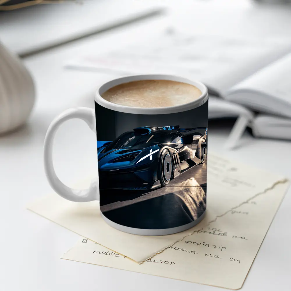 Bugatti Bolide Dark Blue Garage Shot – Mugs
