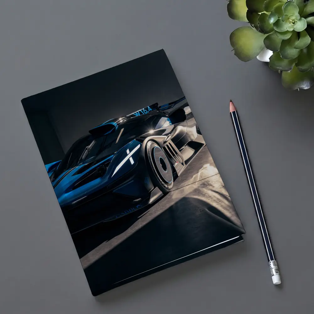 Bugatti Bolide Dark Blue Garage Shot – Notebooks