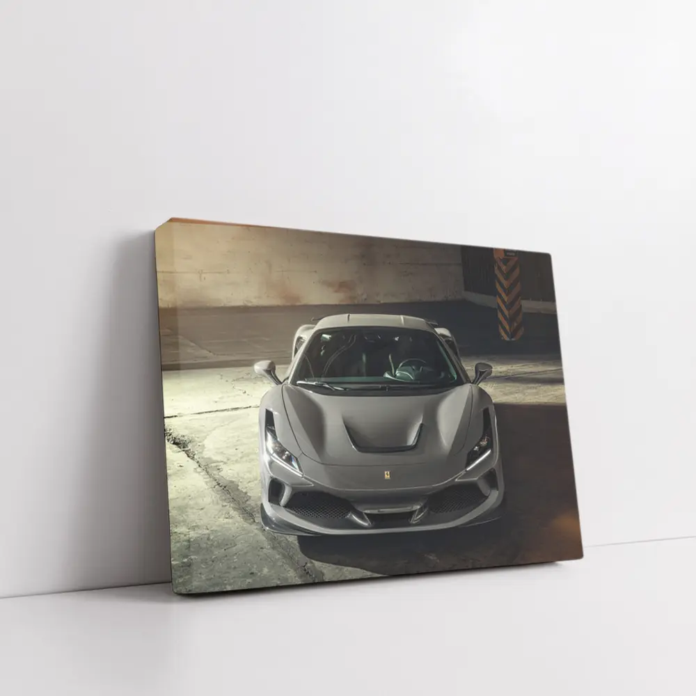 Ferrari F8 Matte Gray Parking Garage Front – Wall Art