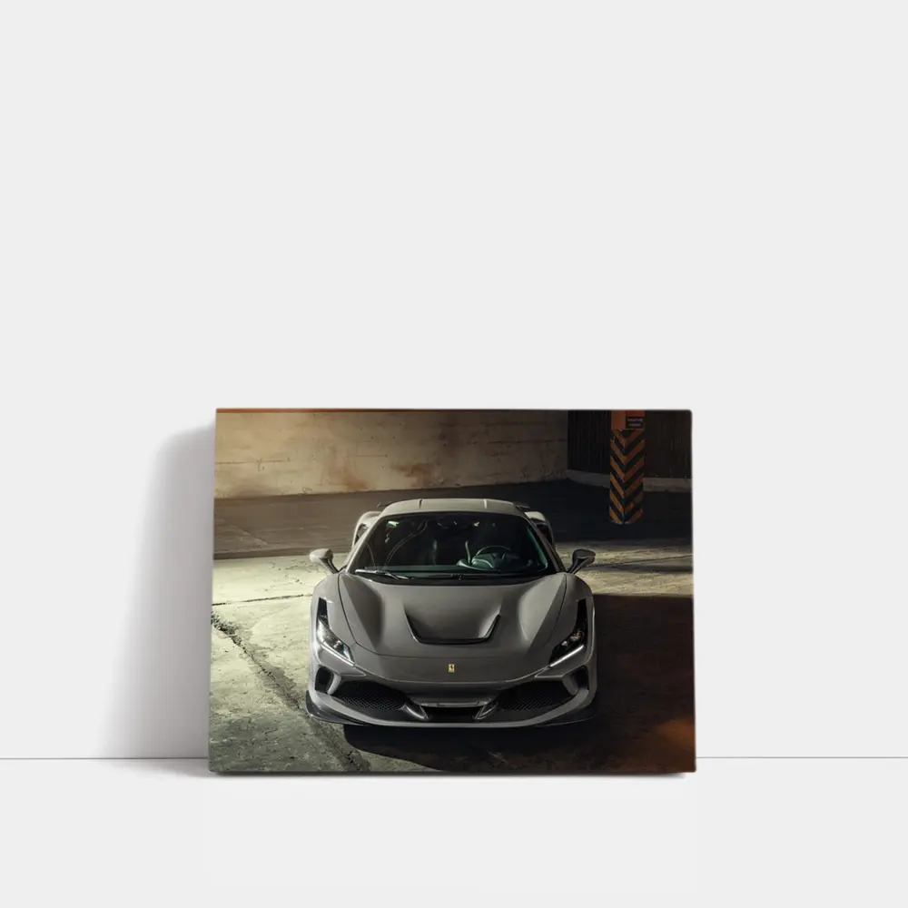 Ferrari F8 Matte Gray Parking Garage Front – Wall Art