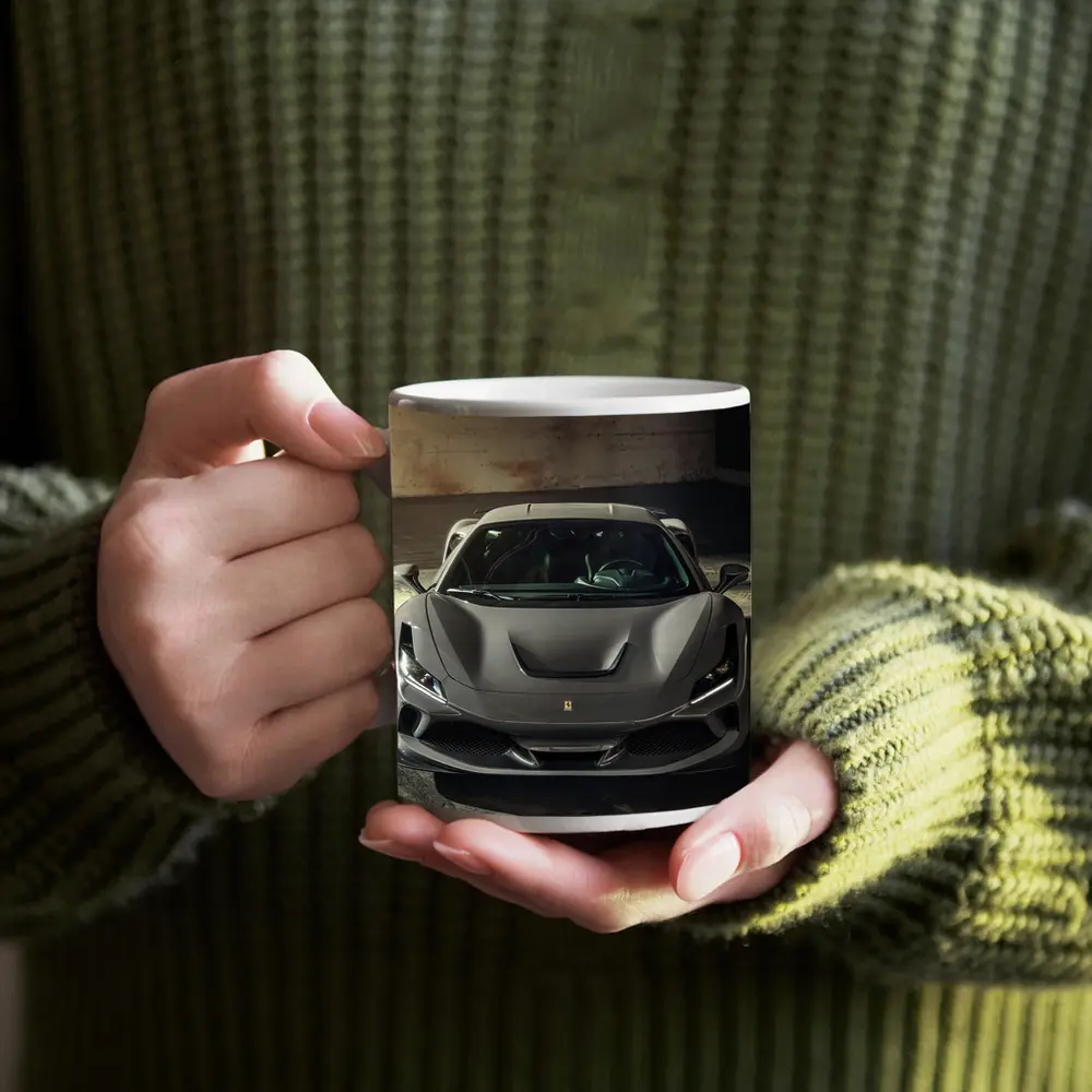Ferrari F8 Matte Gray Parking Garage Front – Mugs