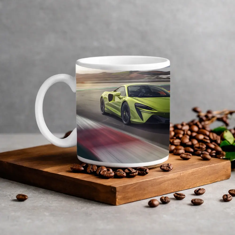 McLaren Artura Green Supercar On Track – Mugs
