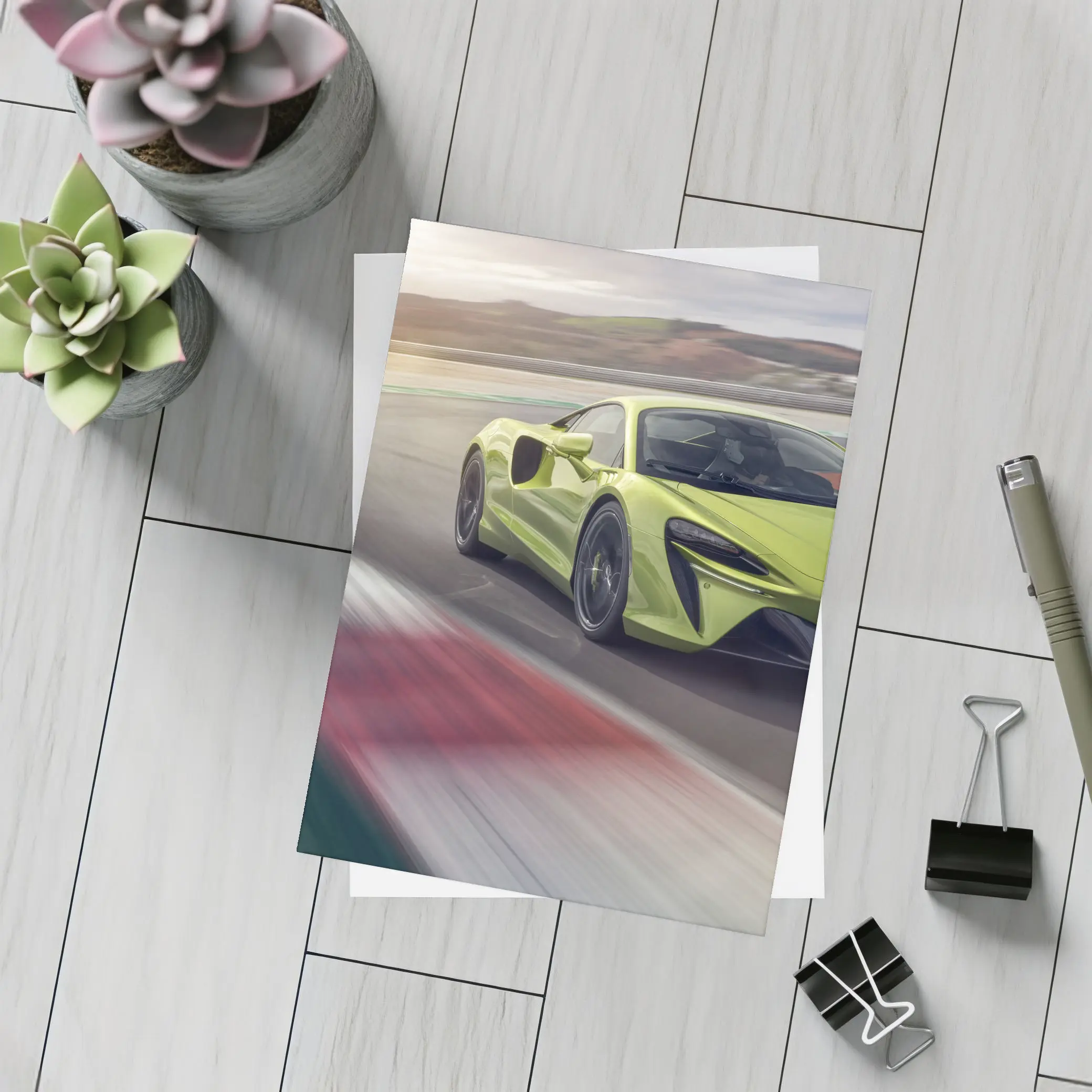 McLaren Artura Green Supercar On Track – Postcards