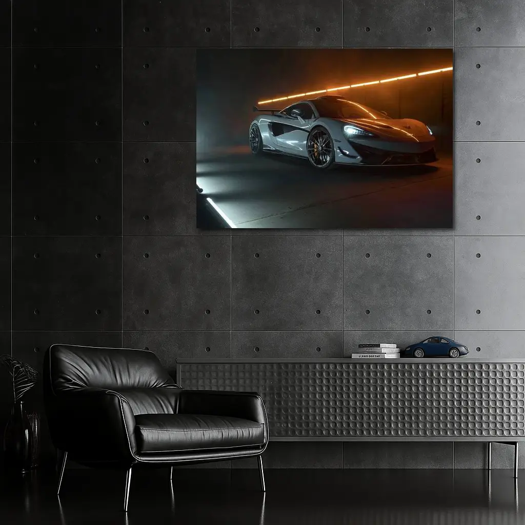 McLaren 570S Silver Supercar Dark Studio – Wall Art