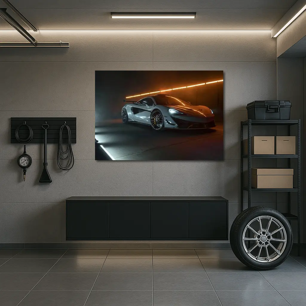 McLaren 570S Silver Supercar Dark Studio – Wall Art