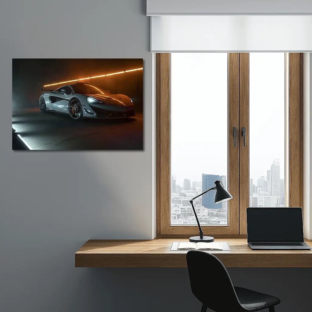 McLaren 570S Silver Supercar Dark Studio – Wall Art
